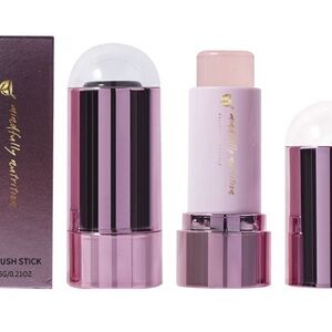 Soft Pink Blush Stick with Sleek Cylindrical Design